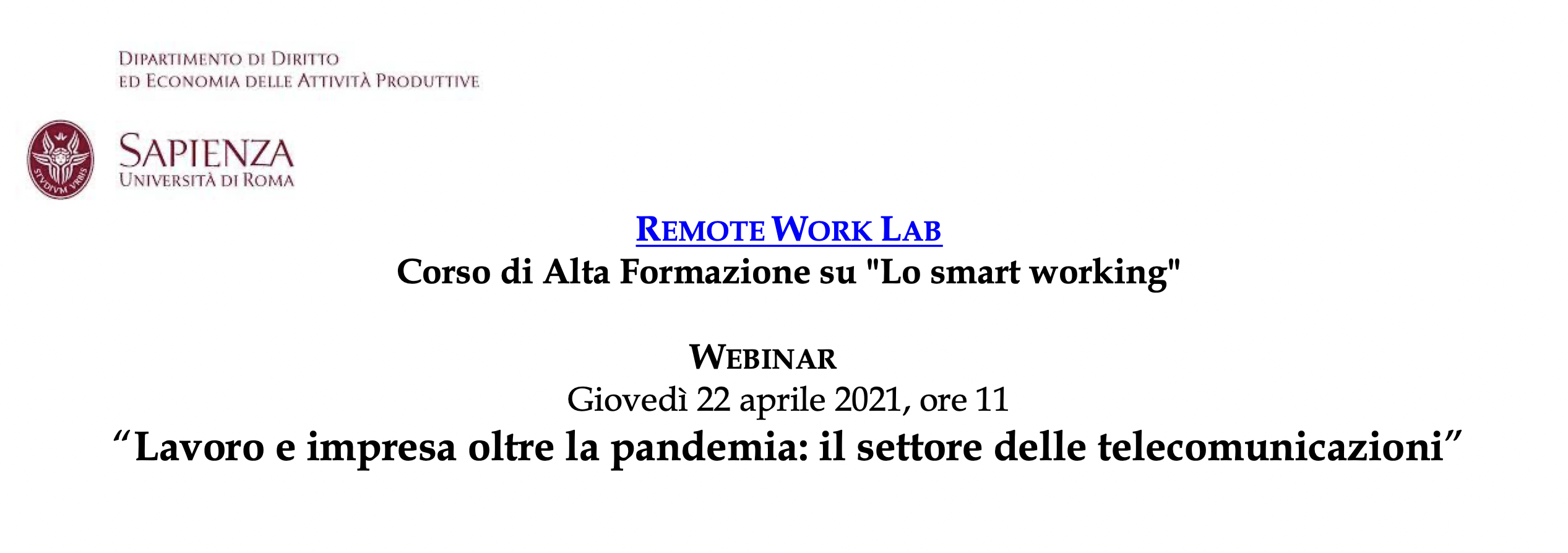 Lavoro e impresa oltre la pandemia: il settore delle telecomunicazioni